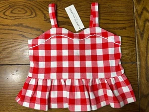 NWT Janie and Jack Chase The Sunset Gingham Ponte Cropped Top Girls Shirt Size 4 - Picture 1 of 3