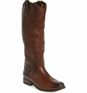 NEW FRYE Womens Melissa Button Extended Calf Dark Brown Leather Tall Boot US 7 B - Picture 1 of 12
