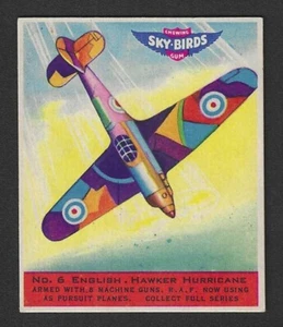 1941 R137 Goudey Gum Card - Sky Birds Fighter War Planes - #6 English Hawker - Picture 1 of 2