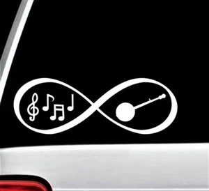 Pegatina calcomanía infinita con notas musicales Banjo Bluegrass para ventana de automóvil 8 pulgadas BG 188 - Imagen 1 de 3