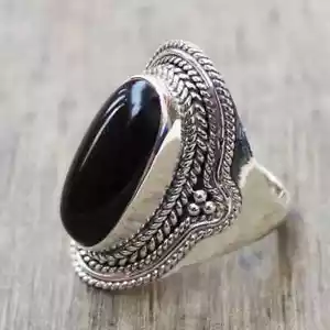 Black onyx Ring 925 Sterling Silver Band &Statement Ring Handmade Ring All size - Picture 1 of 12
