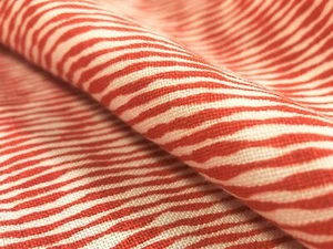 Tela para tapicería de lino marfil naranja estampado Lena Raoul Textiles 1997 - Imagen 1 de 5