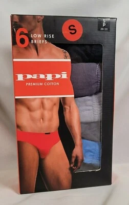 Paquete de 6 calzoncillos de tiro bajo Papi S negro liso gris azul, algodón premium ¡ENVÍO GRATUITO! Foto 1 de 4