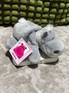 NICI 5" BUD BELLY 20654 GREY HIPPO PINK HEART SOFT TOY BEANIE WITH TAG - Picture 1 of 7