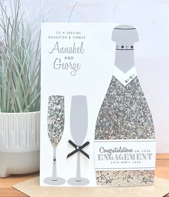 Large Personalised Handmade Engagement Card, Daughter, Son, Friends, Niece - Image 1 of 2