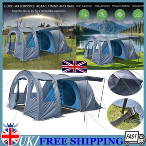 UK Large Family Tent 10-15 Person Tunnel Tents Camping Column Tent Waterproof - Picture 1 of 23