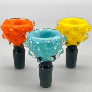 Full Assorted Color Frit Encased Bubble Warts Hand Blown Glass Bowl Gog 14mm - Picture 1 of 6