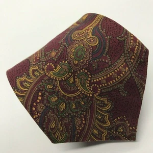 BERT PULITZER 56L Burgundy Cotton Madder Vintage Paisley Mens Neck Tie USA Made - Picture 1 of 5