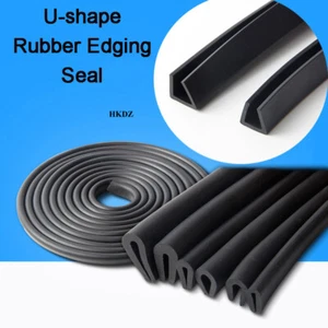 Black Rubber Edging Seal U-shape Frame Profile Protection Trim Slot 1-12mm Door - Picture 1 of 10