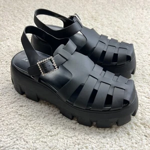 Sam Edelman Circus Alyson Platform Fisherman Sandals Black 10 Chunky Goth Grunge - Picture 1 of 8