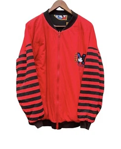 Mickey Mouse Reversible Bomber Jacket Red Black Y2K 1990s - Picture 1 of 19