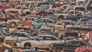 Consumer’s Wasteland Woven Tapestry Wall Hanging Auto Garage Decor Ready to Hang - Afbeelding 1 van 4