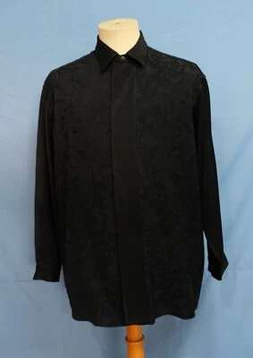 Yohji Yamamoto Y's Geometric Woven Black Twill Rayon/Polyester Men's Shirt L - Image 1 of 4
