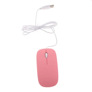 Wired USB Optical Mouse Ultra Slim 1600DPI Office Mice for PC Laptop Pink - Picture 1 of 8