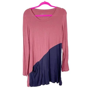 Logo by Lori Goldstein Damen Gr. M rosa und lila Colorblocked Tunika Top - Bild 1 von 8