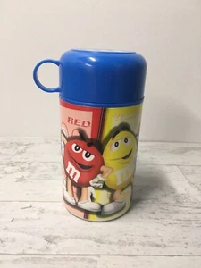 M&M MM CANDY Collectible Canister Insulated Thermos Travel Tumbler Blue Cap 2002 - Picture 1 of 8
