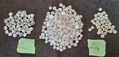 NEW ELEGANT 3 STYLES TINY ROUND BUTTONS WEDDING GOWNS FORMAL PEARLY SATIN - Image 1 of 2