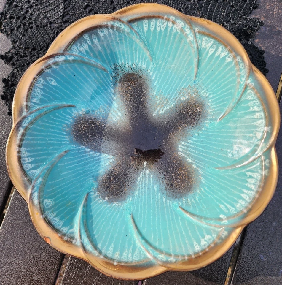 Frutero festoneado turquesa Art Deco vintage 1929 Jasba Keramik - Alemania Foto 1 de 4