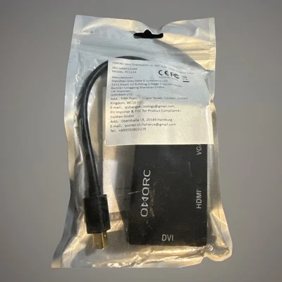 OMORC 3-in-1 Mini DisplayPort to DVI VGA DHMI TV adapter ThunderboltCable PC122A - Image 1 of 2