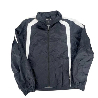 Chaqueta deportiva Sport Tek negra blanca cremallera completa ligera para hombre talla M Foto 1 de 4