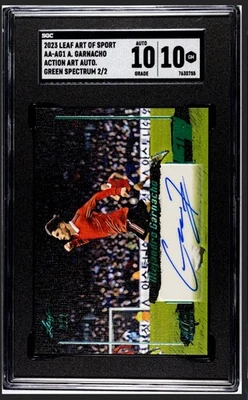 2023 Alejandro Garnacho  Leaf Art Of Sport Action Art Auto. Green Spectrum 2/2 - Image 1 of 2