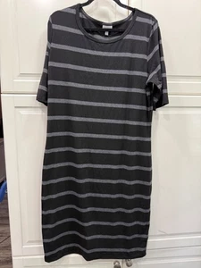 Abito midi Lularoe Julia a righe grigio nero morbido elasticizzato 2XL - Foto 1 di 3