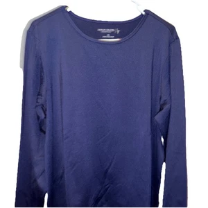 Susan Graver Modern Essentials Cool Cotton Long Sleeve Top Navy - Picture 1 of 6