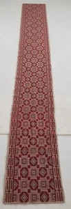 Vintage Traditional Jacquard Handmade Multicolor Wool Runner Rug 394x54cms - Picture 1 of 12