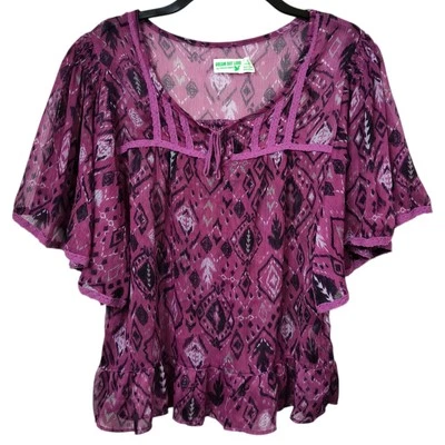 Dream Out Loud Selena Gomez Boho Top Purple Futter Sleeve Women's Size Large - Image 1 of 4
