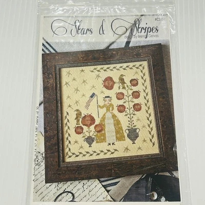 Brenda Gervais Stars Stripes Forever Flag Counted Cross Stitch Pattern Folk Art - Image 1 of 4