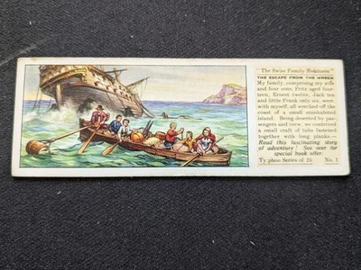 1935 Ty-Phoo Swiss Family Robinson Card # 1 The Escape from the Wreck (VG/EX) - Image 1 of 3