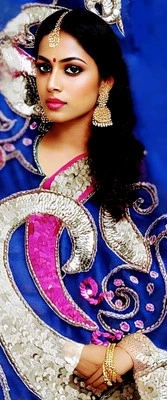 Ropa de fiesta sari azul real con secuencia rosa y plateada, blusa 38" Foto 1 de 4