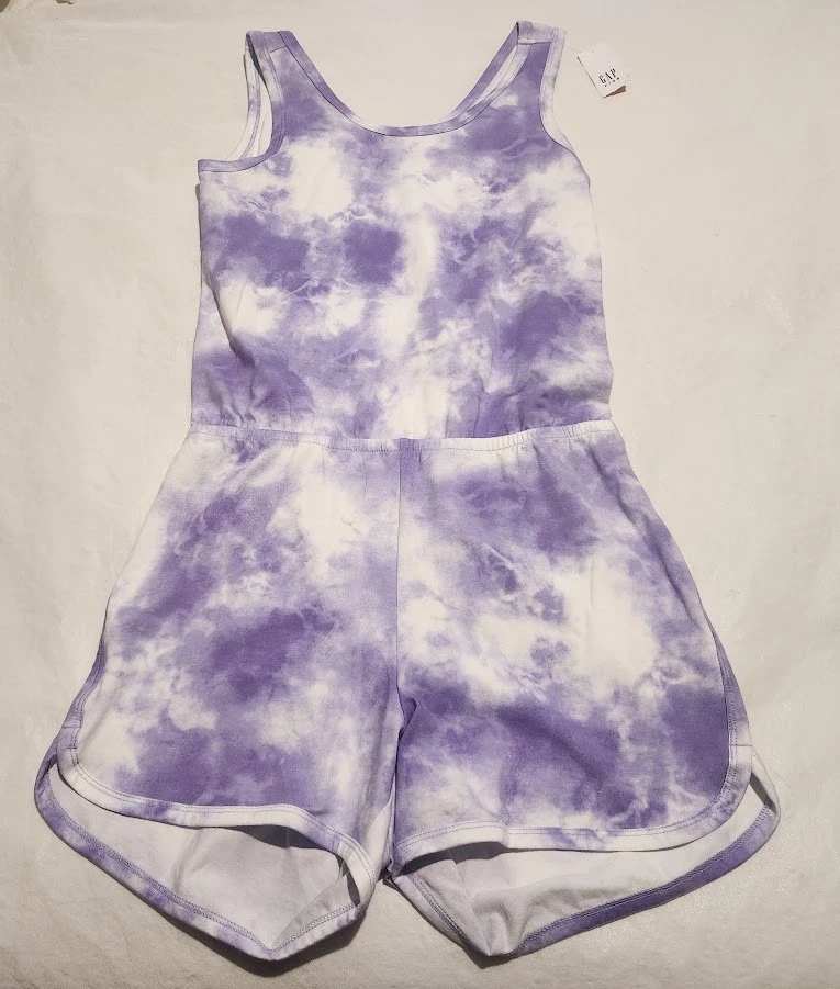 NWT Gap Kids Girls Purple Tie Dye Sleeveless Romper - Image 1 of 1