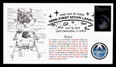 DR WHO 2019 FDC SPACE MOON LANDING ANIV THRIFTY PHOTO CACHET M60548 - Image 1 of 2