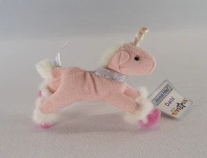 2001 McDonalds Toys "R" Us Toy  Animal Alley Plush 4.5" Darla The Pink Unicorn - Picture 1 of 10