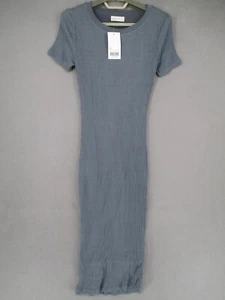 Kookai Dress Womens 1 Blue NWT Knit Ribbed Short Sleeve Stretch Bodycon Straight - Picture 1 of 14