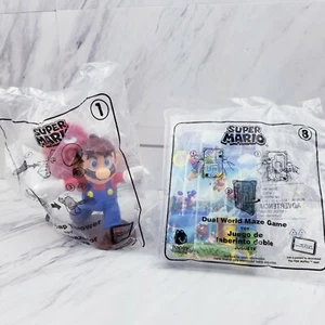 SUPER MARIO 2018 McDonald's Happy Meal Toys set di 2 #1 Mario Cap #8 Dual world - Foto 1 di 3