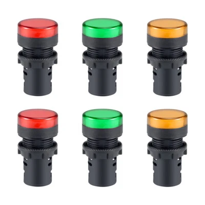 6Stk Anzeigeleuchten LED Schalttafeleinbau AC 220V 7/8 "22mm Rot+Gelb+Grün - Bild 1 von 4