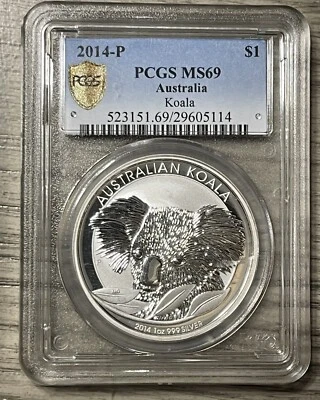 2014P 1oz .999 Fine Silver Australian Koala Coin PCGS MS69 - Image 1 of 4
