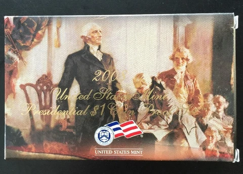 2008 U.S. Mint Presidential 1$ Dollar Coin Proof Set Complete With Box & COA Cover