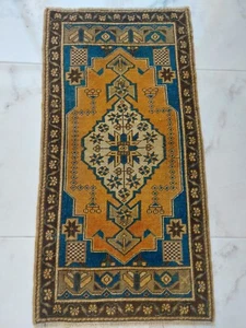 19th Century Blue Antique Carpet, Handmade Special Production Rug Free Ship Rug - Picture 1 of 23