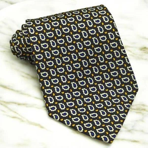 Polo Ralph Lauren Silk Tie Paisley Foulard 55.5 x 4 Black White Blue Yellow VTG - Picture 1 of 10