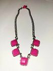  Trendy Fashion Hot Pink Block Necklace 