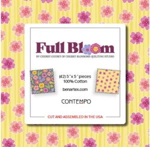 FULL BLOOM Charm Pack (42) 5" squares 100% Cotton quilting Fabric Benartex  - Picture 1 of 2