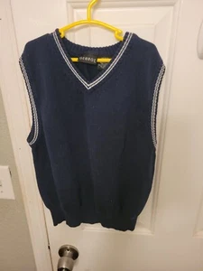 EUC GEORGE Kids Boys Cotton Dark Blue Vest Size 8 Preppy School - Picture 1 of 7
