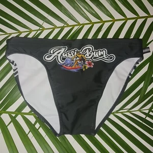 Vintage Aussiebum Men's Swimsuit Bikini Medium Black Small - Picture 1 of 7