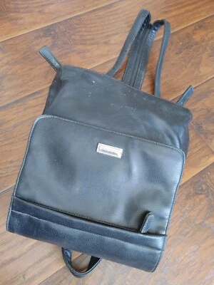 Mochila de cuero negra Hush Puppies vintage años 90 tamaño mediano Distressed Grunge NY Foto 1 de 4