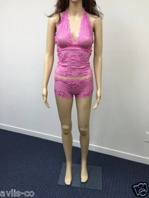 PEQUENO ROSA Frederick's of Hollywood Lingerie STARLIGHT LACE CAMI BOY SHORT NOVO NA CAIXA - Imagem 1 de 4