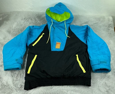 Vintage Rip Curl Jacket Mens Medium Black Blue 90s Hood Surfer Beach Pullover - Image 1 of 4