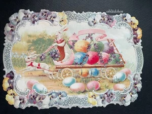 # GLANZBILDER # EF 5160 Bild - Karte / Riesenoblate : Osterhasen - Kutsche # - Bild 1 von 2